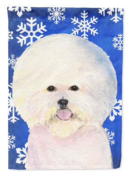 Bichon Frise Winter Snowflakes Holiday Flag Canvas House Size