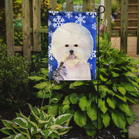 Bichon Frise Winter Snowflakes Holiday Flag Garden Size