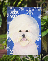 Bichon Frise Winter Snowflakes Holiday Flag Garden Size