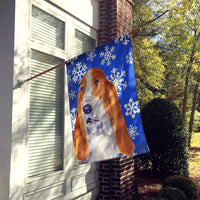 Basset Hound Winter Snowflakes Holiday Flag Canvas House Size