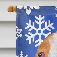 Basset Hound Winter Snowflakes Holiday Flag Canvas House Size