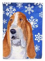 Basset Hound Winter Snowflakes Holiday Flag Garden Size