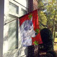 Siberian Husky Red Green Snowflakes Holiday Christmas Flag Canvas House Size