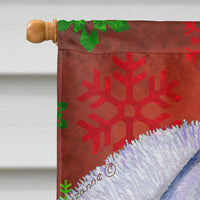 Siberian Husky Red Green Snowflakes Holiday Christmas Flag Canvas House Size