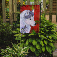 Siberian Husky Red Green Snowflake Holiday Christmas Flag Garden Size