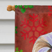 Shih Tzu Red and Green Snowflakes Holiday Christmas Flag Canvas House Size