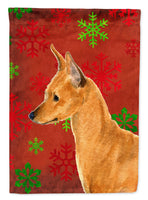 Min Pin Red and Green Snowflakes Holiday Christmas Flag Canvas House Size