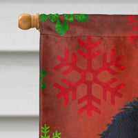 Japanese Chin Red and Green Snowflakes Holiday Christmas Flag Canvas House Size