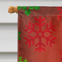 Doberman Red and Green Snowflakes Holiday Christmas Flag Canvas House Size