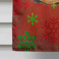 Doberman Red and Green Snowflakes Holiday Christmas Flag Canvas House Size