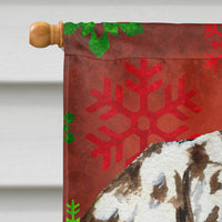 Dalmatian Red and Green Snowflakes Holiday Christmas Flag Canvas House Size