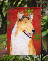 Collie Smooth Red Green Snowflakes Christmas Flag Garden Size