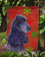 Cocker Spaniel Red Green Snowflakes Christmas Flag Garden Size