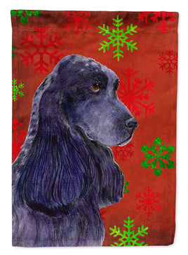 Cocker Spaniel Red Green Snowflakes Christmas Flag Garden Size