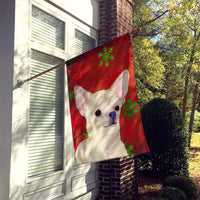 Chihuahua Red and Green Snowflakes Holiday Christmas Flag Canvas House Size