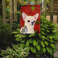 Chihuahua Red and Green Snowflakes Holiday Christmas Flag Garden Size