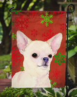 Chihuahua Red and Green Snowflakes Holiday Christmas Flag Garden Size