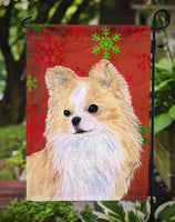 Chihuahua Red and Green Snowflakes Holiday Christmas Flag Garden Size