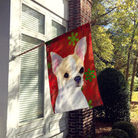 Chihuahua Red and Green Snowflakes Holiday Christmas Flag Canvas House Size