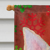 Chihuahua Red and Green Snowflakes Holiday Christmas Flag Canvas House Size