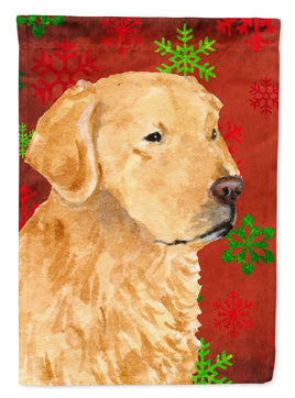 Golden Retriever Red Green Snowflake Holiday Christmas Flag Garden Size