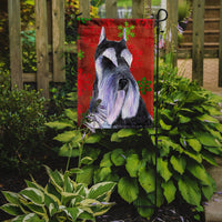 Schnauzer Red and Green Snowflakes Holiday Christmas Flag Garden Size