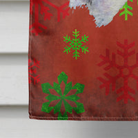 Fox Terrier Red and Green Snowflakes Holiday Christmas Flag Canvas House Size