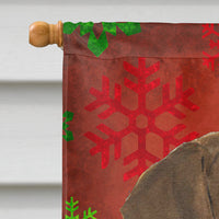 Doberman Red and Green Snowflakes Holiday Christmas Flag Canvas House Size