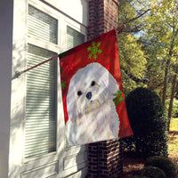 Maltese Red and Green Snowflakes Holiday Christmas Flag Canvas House Size