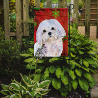 Maltese Red and Green Snowflakes Holiday Christmas Flag Garden Size