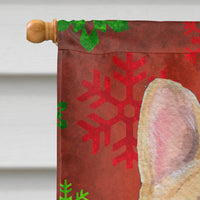 French Bulldog Red Green Snowflake Holiday Christmas Flag Canvas House Size