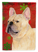 French Bulldog Red Green Snowflake Holiday Christmas Flag Canvas House Size