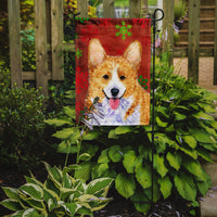 Corgi Red and Green Snowflakes Holiday Christmas Flag Garden Size