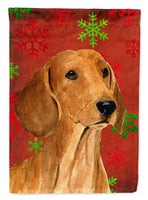 Dachshund Red Green Snowflake Holiday Christmas Flag Canvas House Size