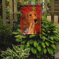 Dachshund Red and Green Snowflakes Holiday Christmas Flag Garden Size