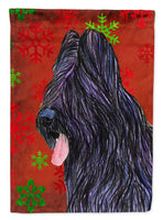 Briard Red and Green Snowflakes Holiday Christmas Flag Canvas House Size