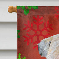 Wheaten Terrier Soft Coated Red Snowflakes Holiday Christmas Flag  House Size