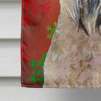 Wheaten Terrier Soft Coated Red Snowflakes Holiday Christmas Flag  House Size