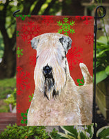 Wheaten Terrier Soft Coated Red Snowflakes Holiday Christmas Flag Garden Size