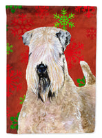 Wheaten Terrier Soft Coated Red Snowflakes Holiday Christmas Flag Garden Size