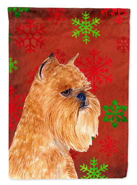 Brussels Griffon Red Green Snowflakes Holiday Christmas Flag Canvas House Size