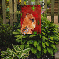 Brussels Griffon Red and Green Snowflakes Holiday Christmas Flag Garden Size