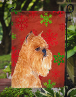 Brussels Griffon Red and Green Snowflakes Holiday Christmas Flag Garden Size