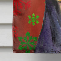 Doberman Red and Green Snowflakes Holiday Christmas Flag Canvas House Size