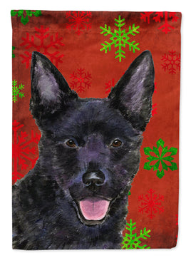 Australian Kelpie Red Green Snowflakes Holiday Christmas Flag Canvas House Size