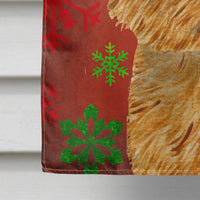 Norwich Terrier Red Green Snowflakes Holiday Christmas Flag Canvas House Size