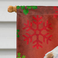 Clumber Spaniel Red Green Snowflakes Holiday Christmas Flag Canvas House Size