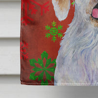 Clumber Spaniel Red Green Snowflakes Holiday Christmas Flag Canvas House Size