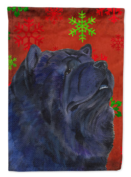 Chow Chow Red and Green Snowflakes Holiday Christmas Flag Canvas House Size