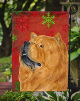 Chow Chow Red and Green Snowflakes Holiday Christmas Flag Garden Size